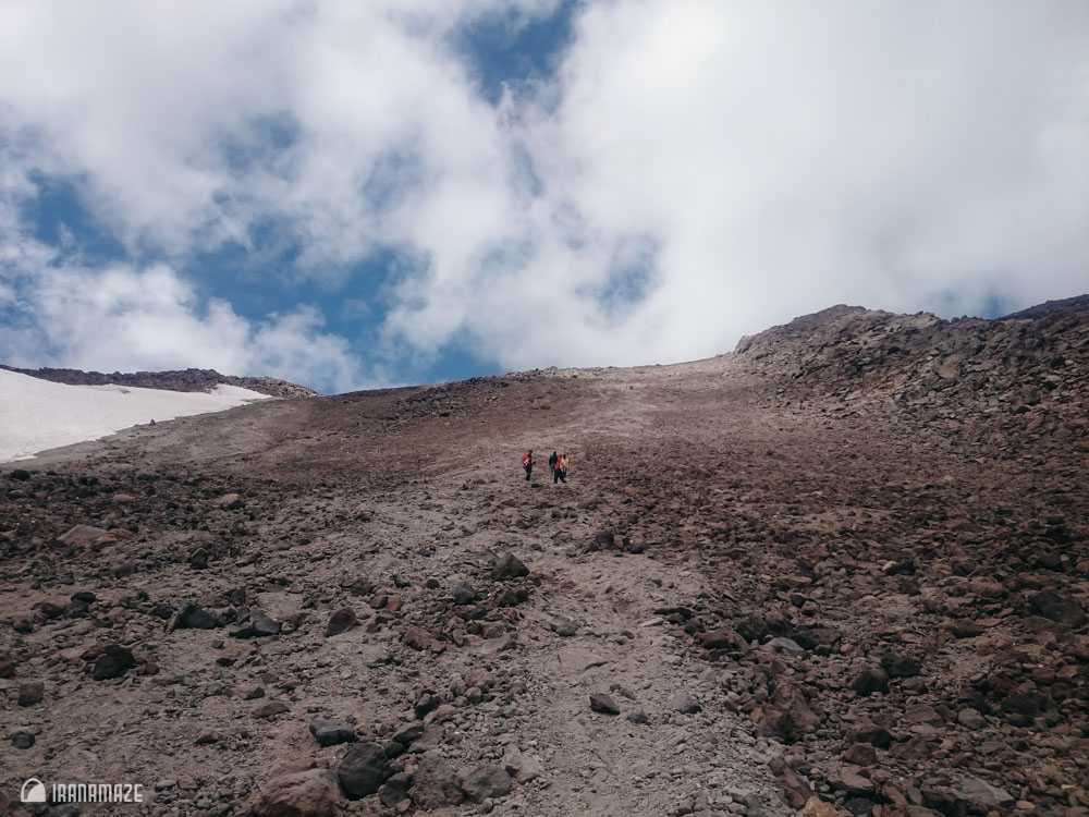 Descending-Damavand-summit-blue-sky