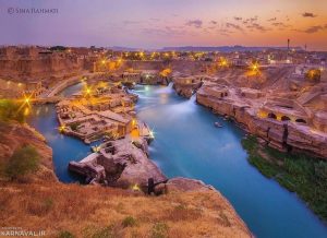 A collection of Shushtar waterfalls and water mills