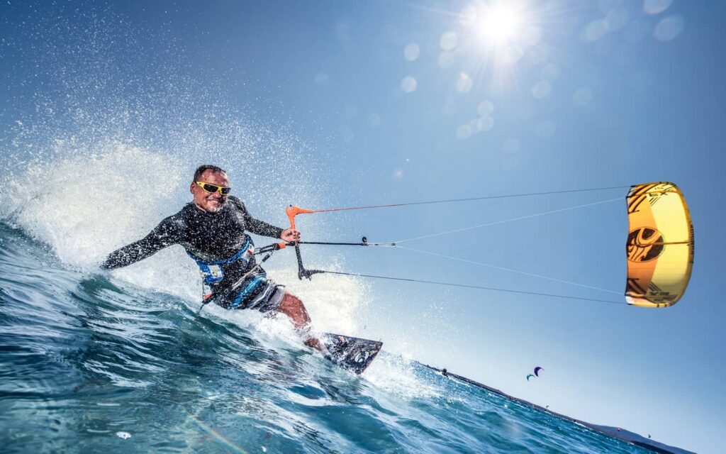 Water skiing with sailing in Kish