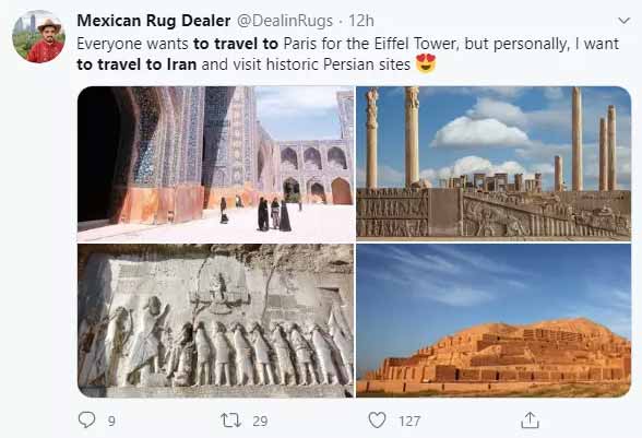 Mexican tourist's tweet about Iran 